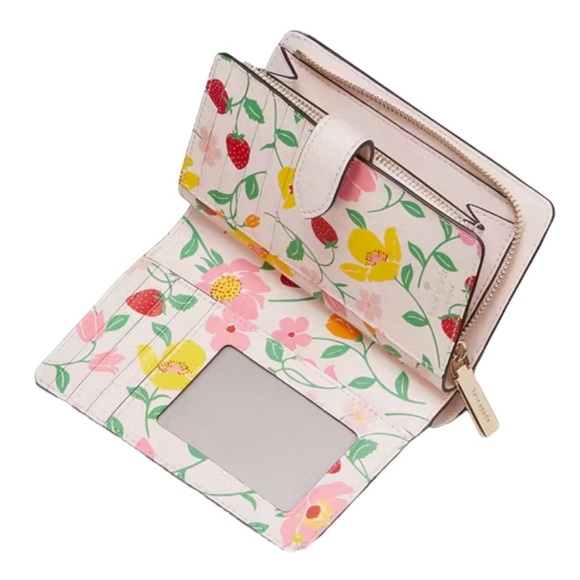 NWT Kate Spade Boxed Madison Strawberry Garden Medium Compact Bifold Wallet - Picture 2 of 4